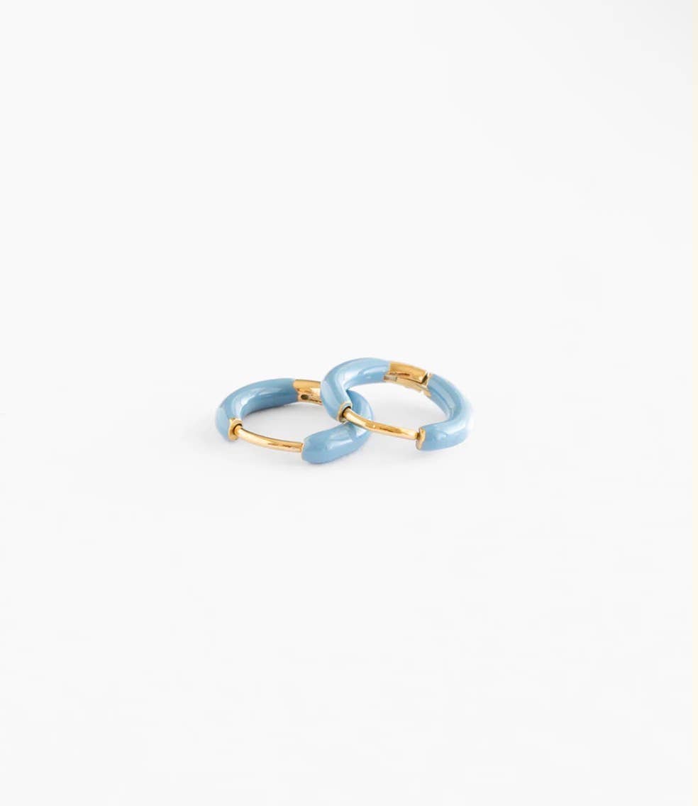 Enamel Hoop Earrings - Hypoallergenic, Flat Back, Girl Gift: Purple