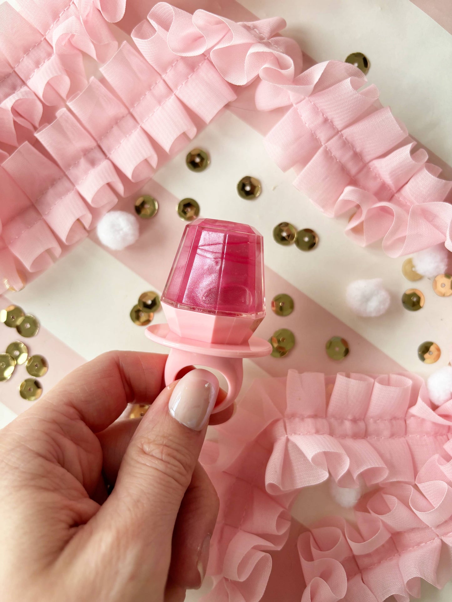 Cool Pink Ring Pop Lip Gloss