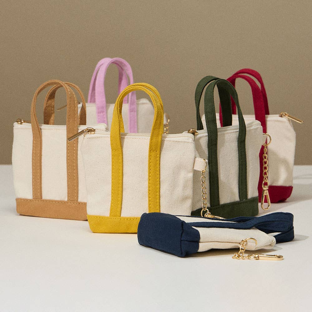 Mini Canvas Pouch Bag / Bag Charm: TAUPE
