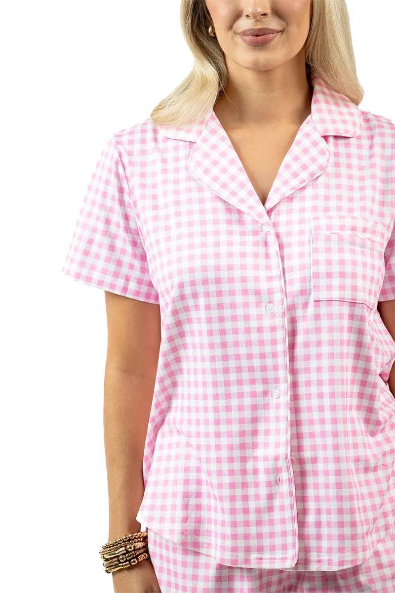 Light Pink Wholesale Plaid PJ Shorts: Light Pink / M