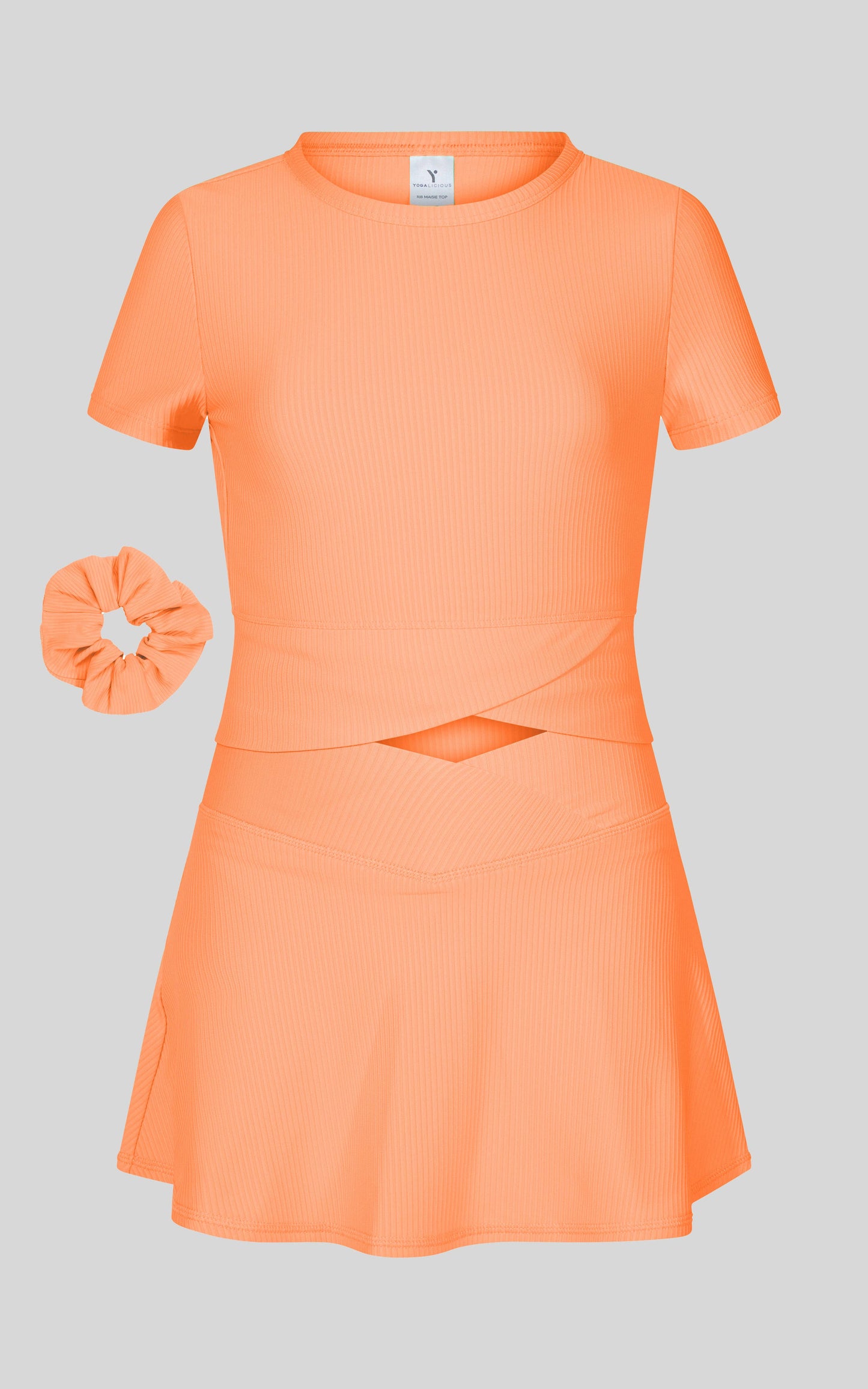Little Girl Rib Marie Crossover Top and Skort Set: POWDER BLUE
