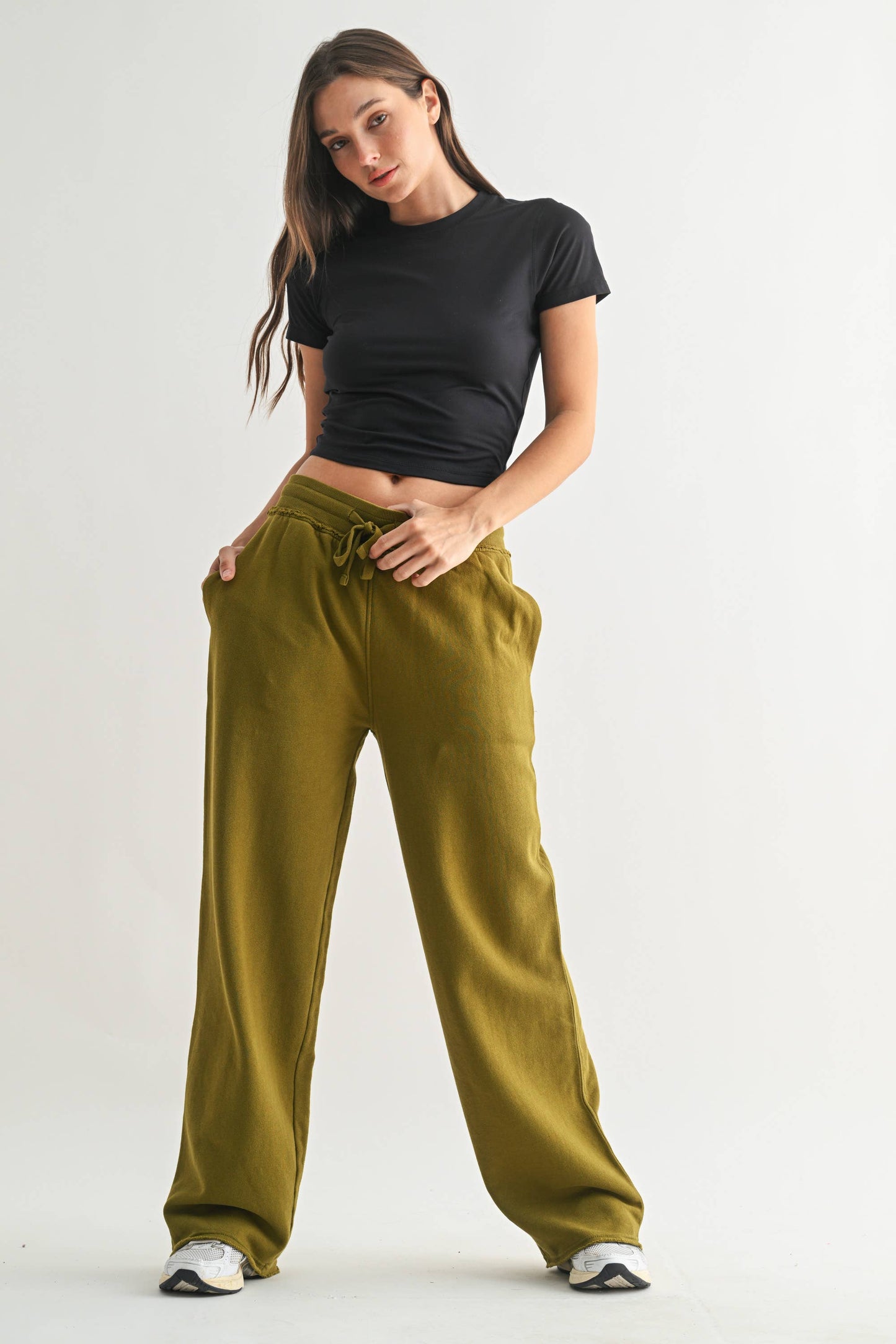 Wide Leg Cotton Core Pants: Black / S:M:L (2:2:2)