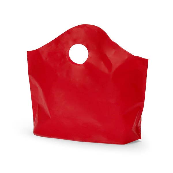 Wave Top Plastic Merchandise Bags: Blazing Pink / Medium 18x15x6"