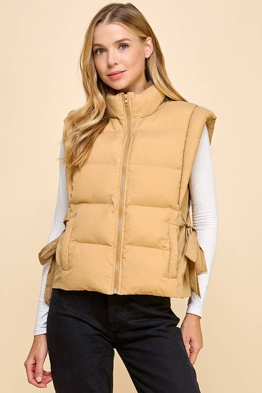 CV1231-Zipper Front Puffer Vest: KELLY GREEN / M