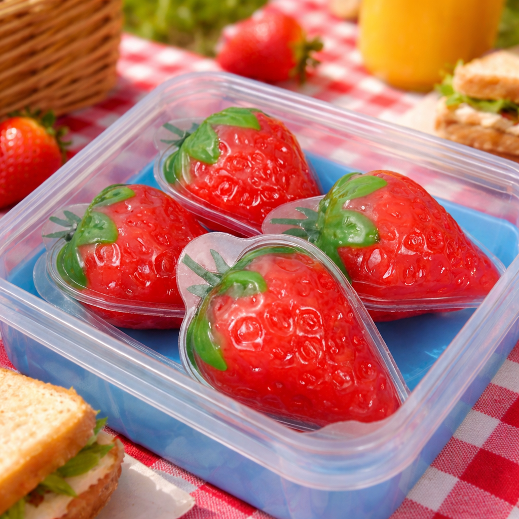 Liquid Filled Strawberries 4D Realistic Gummy Candy 8 Ct RRP
