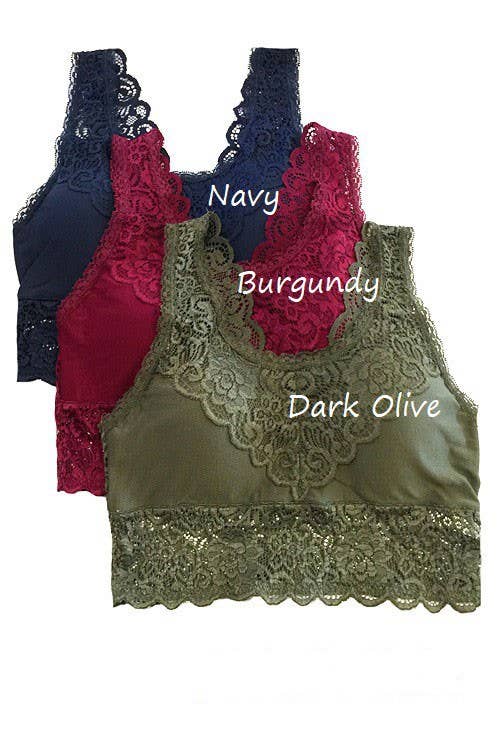 Padded Lace Bralette: BLACK / 3-3 (S/M-M/L)