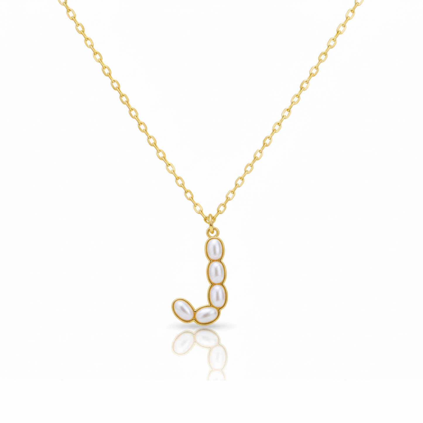 Pearl Mosaic Initial Pendant Necklace: C