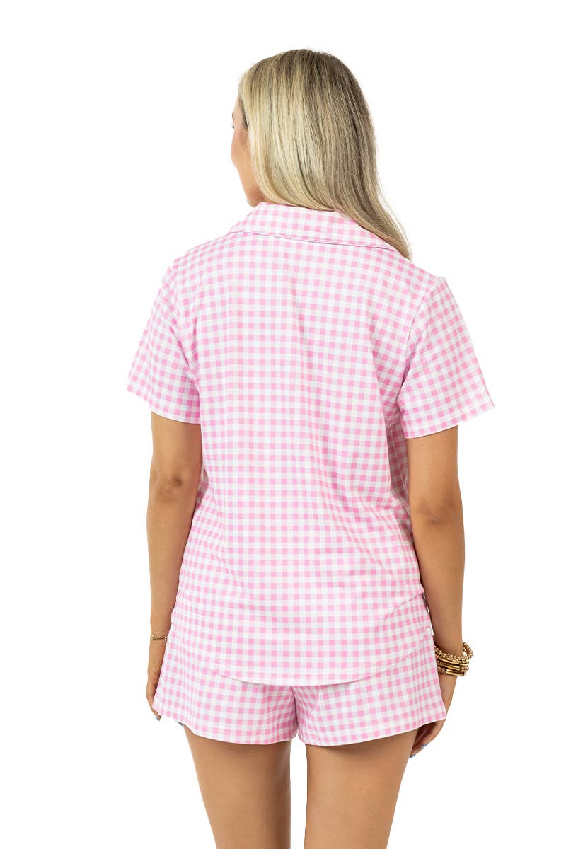Light Pink Wholesale Plaid PJ Shorts: Light Pink / M