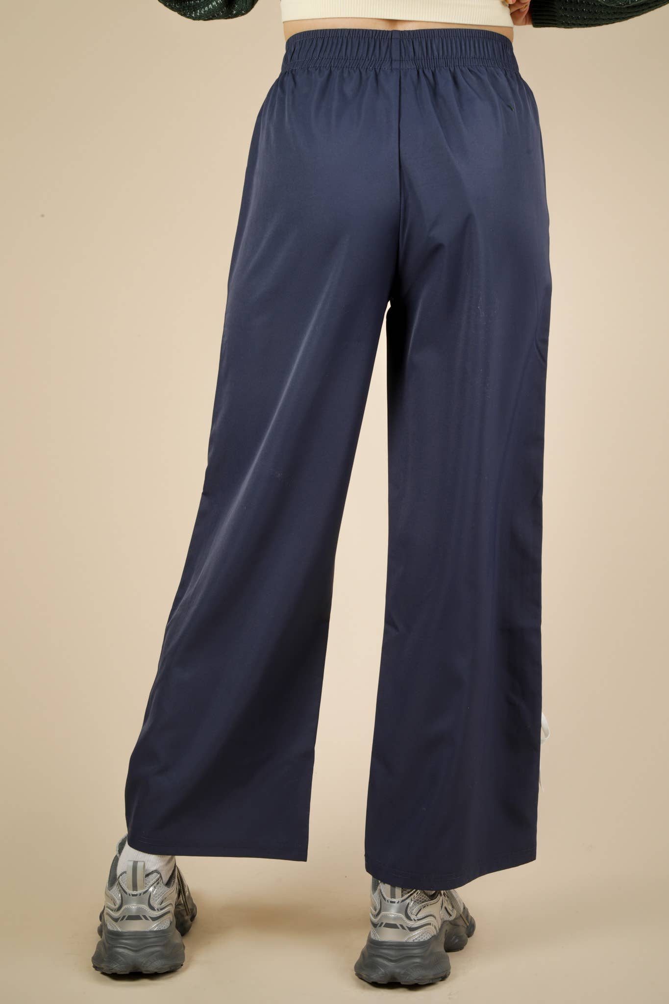 NP70839-Side Ribbon Detail Jersey Pants: FOREST / S-M-L/2-2-2