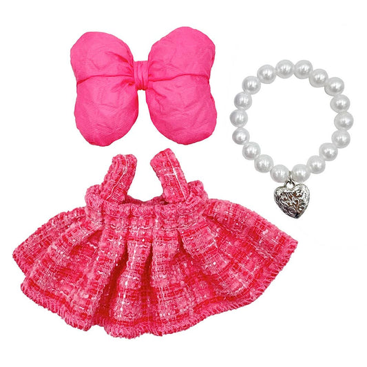 Adorable Labubu Compatible Mini Dress Outfit Set: Pink