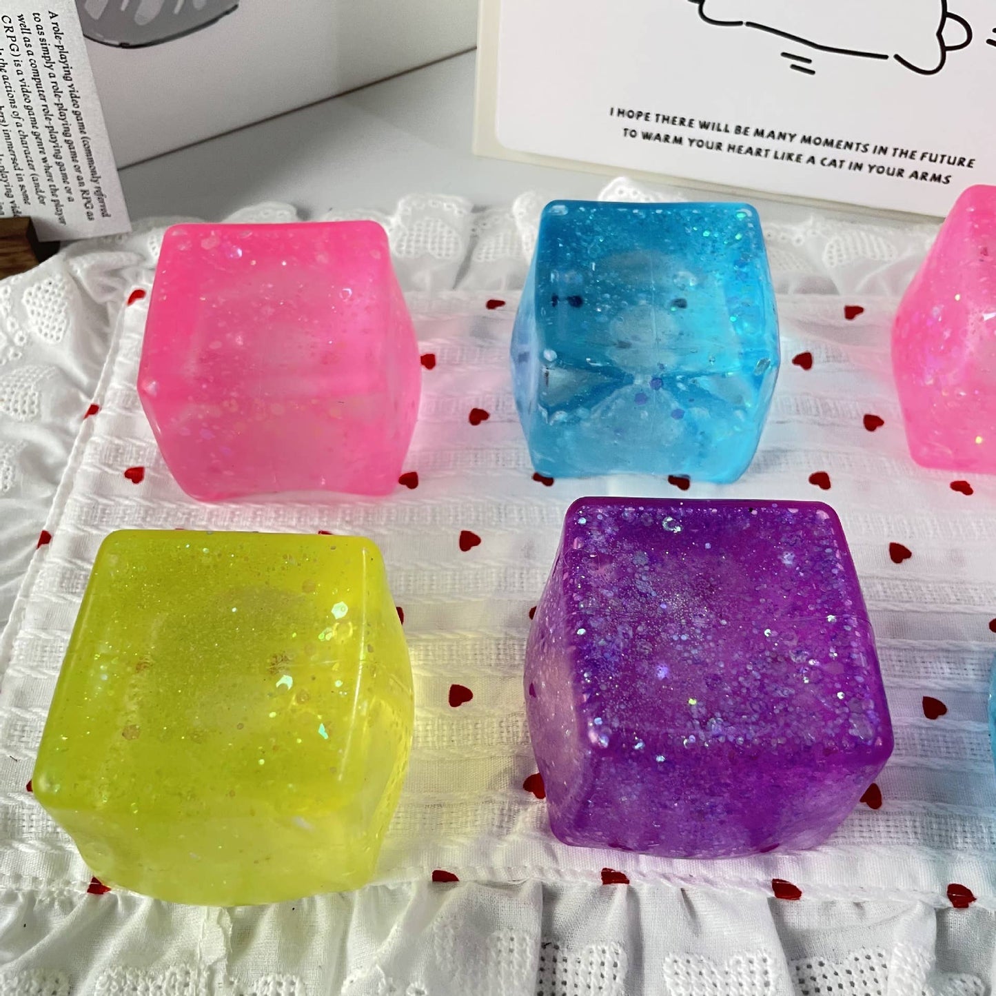 Glitter Sugar Ice Cube Squeezy Stress Relief Toy
