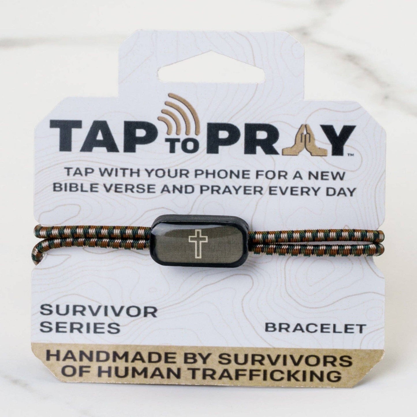 Tap To Pray® Survivor Series Tactical Bracelet: Onyx + Cross