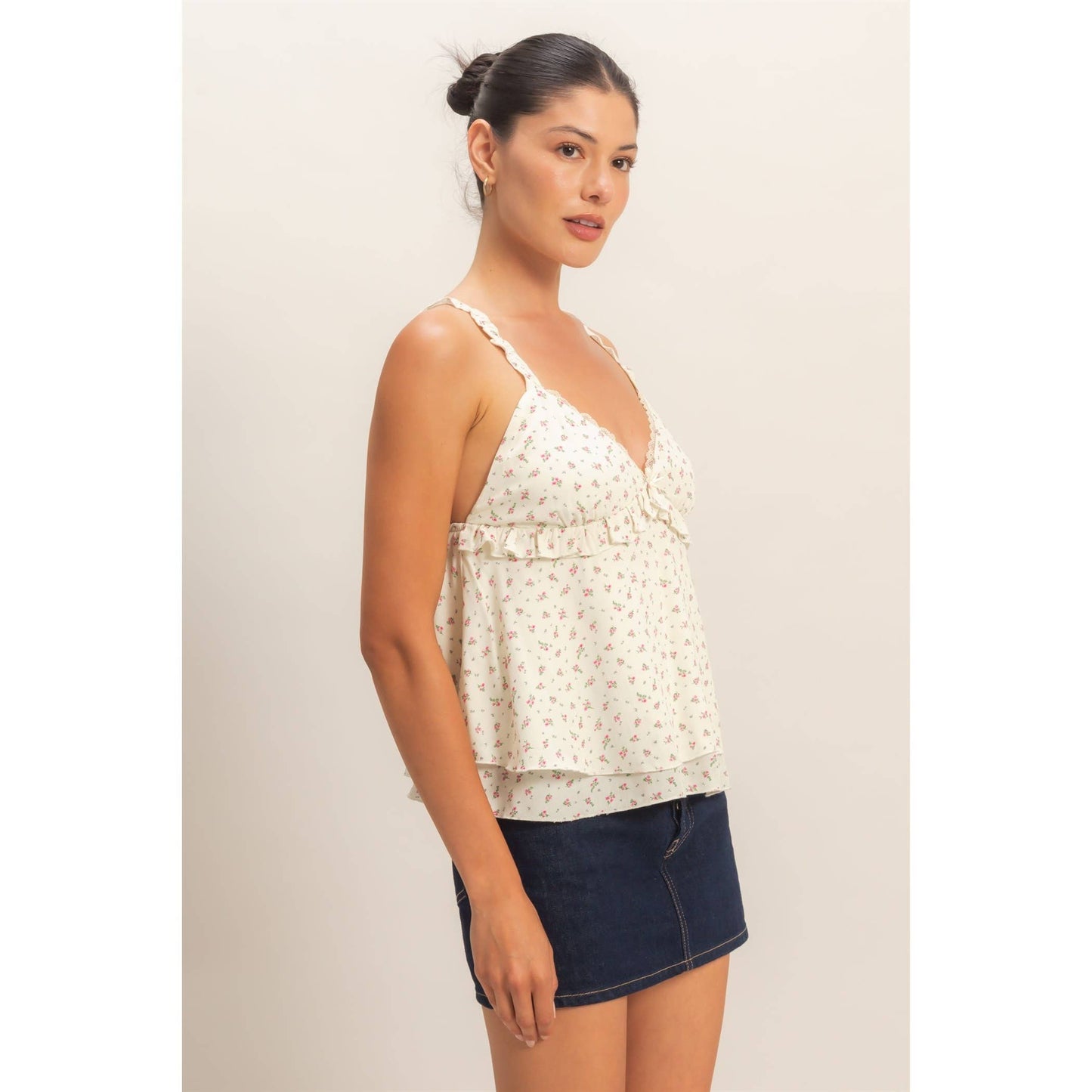 Floral Tiered Top: BLUE / S-M-L(2-2-2)