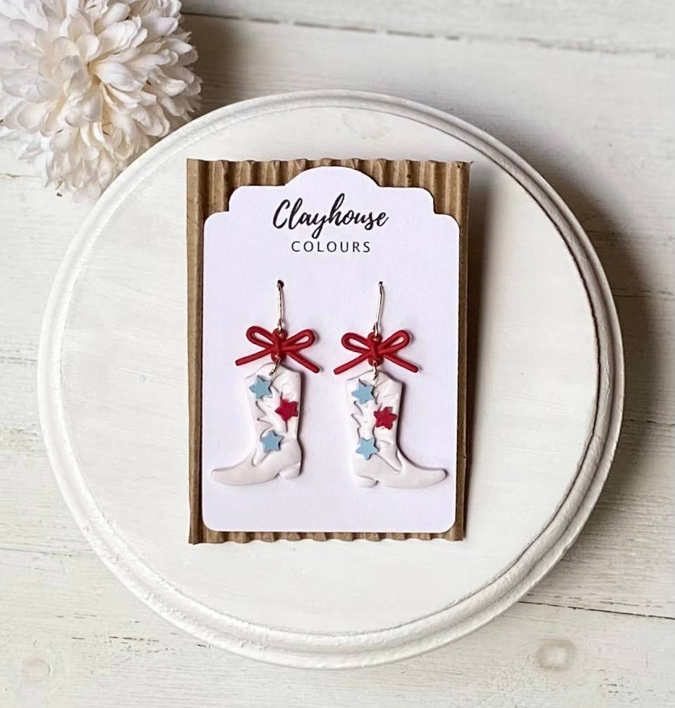 Fourth of July Handmade Earrings | Red White & Blue Earrings: Small Stars & Stripes