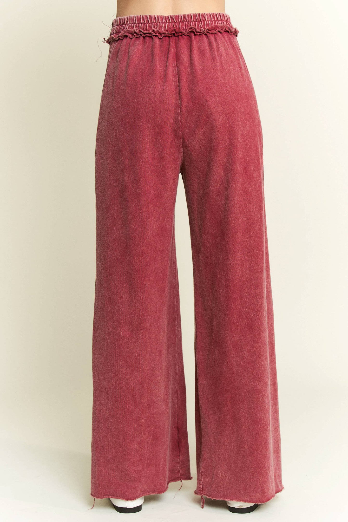 Best Mineral Wash Side Knit detail wide leg pantsHE5878P: Midnight Green / S-M-L / 2-2-2