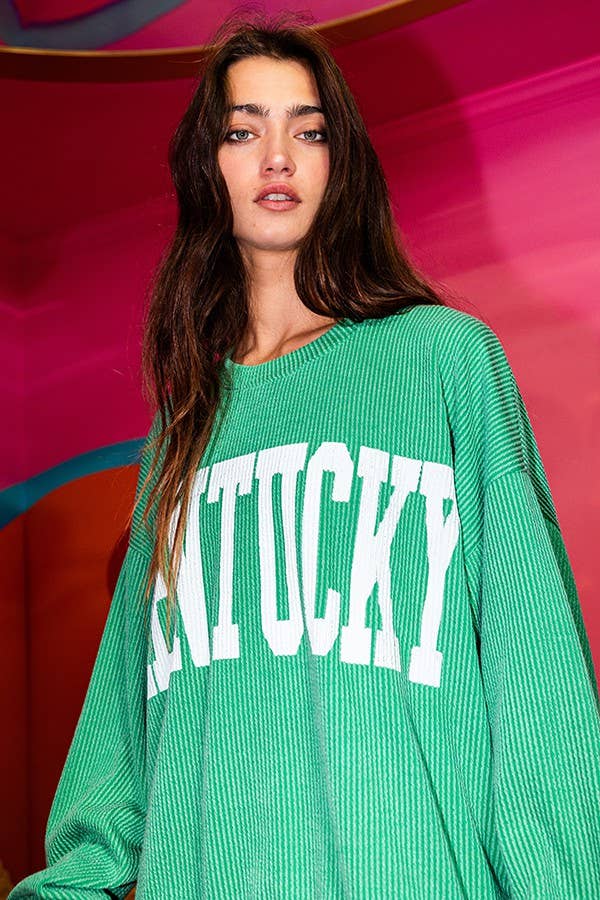 T1770M 'KENTUCKY' Comfy Oversize Graphic Sweatshirt, Gameday: ROYAL BLUE / S-M-L (2-2-2)
