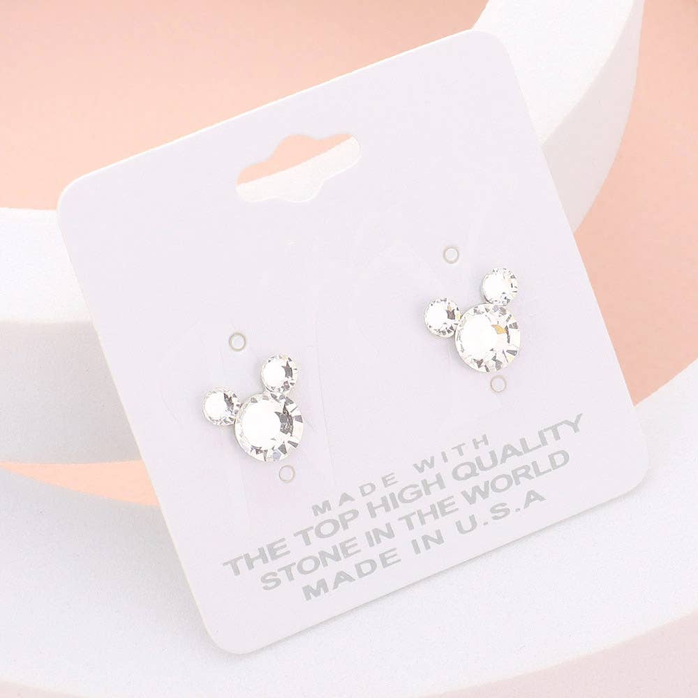 Mouse Character Stud Earrings: Aqua