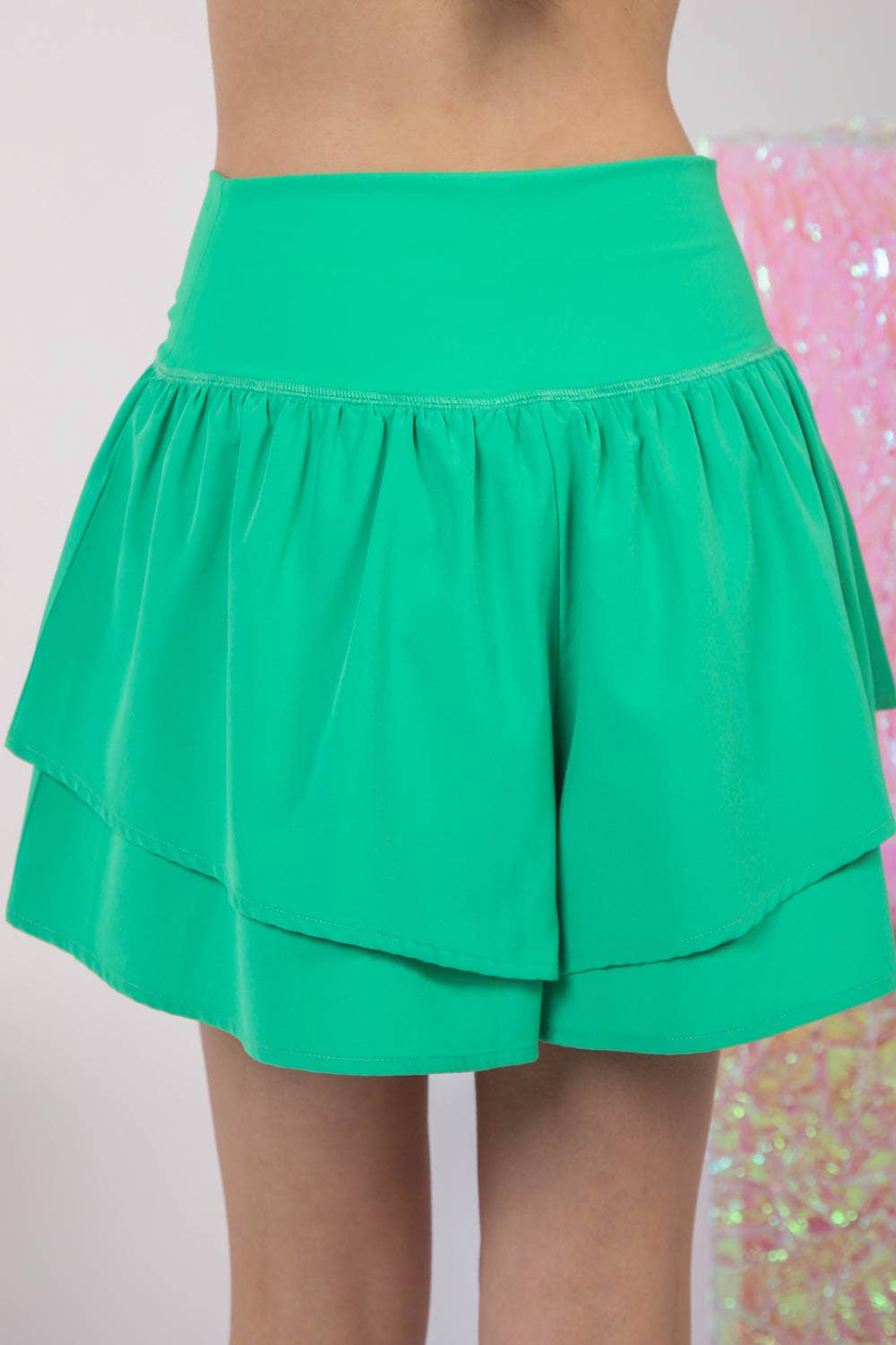 NP70343-V-Shaped Waist Athletics Activewear Shorts: SAGE / S-M-L/2-2-2