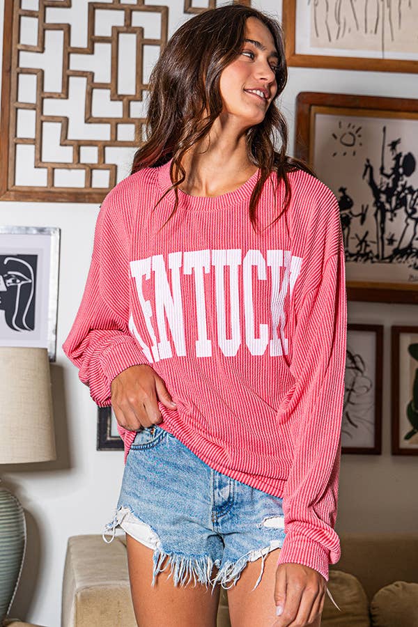 T1770M 'KENTUCKY' Comfy Oversize Graphic Sweatshirt, Gameday: ROYAL BLUE / S-M-L (2-2-2)