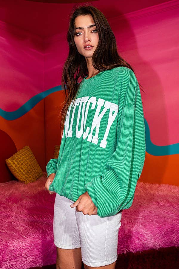 T1770M 'KENTUCKY' Comfy Oversize Graphic Sweatshirt, Gameday: ROYAL BLUE / S-M-L (2-2-2)