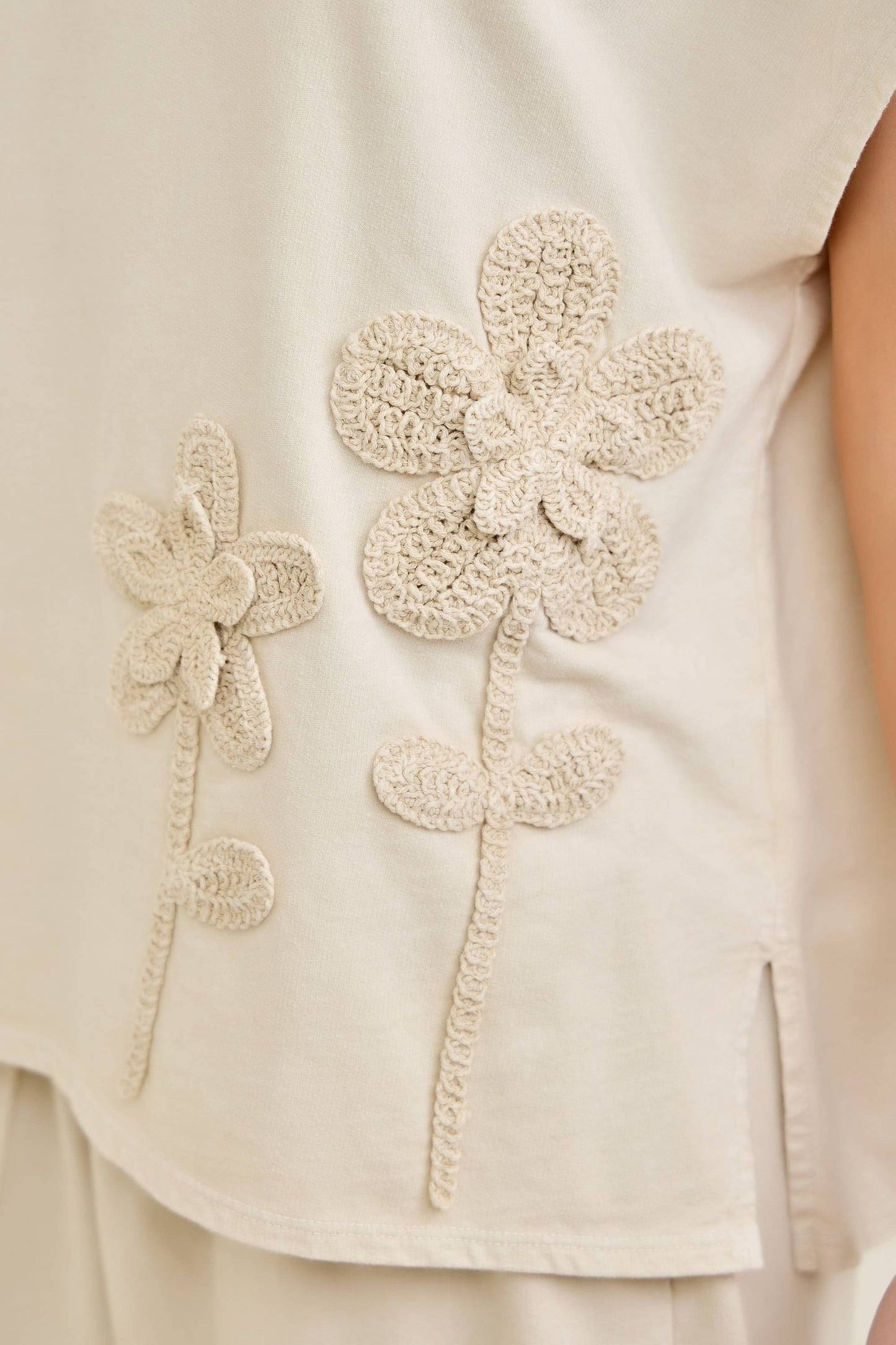 Mineral Washed Flower Garden Sleeveless blouse top HT7012: Papaya / S-M-L / 2-2-2