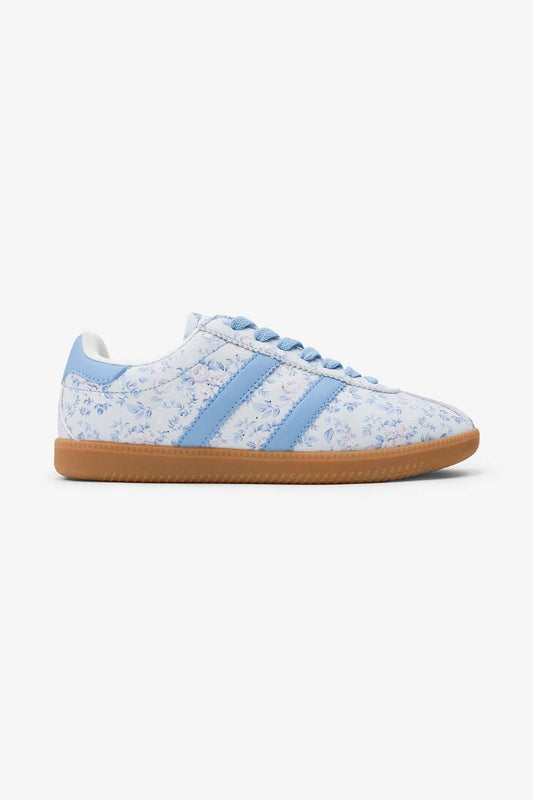 EXPRESSO BEAN - [OPEN SIZING] Floral Sneakers : Blue / 6