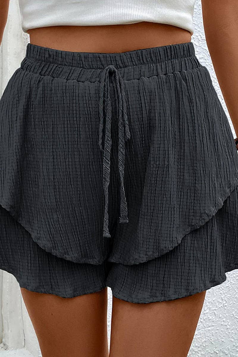 CWBSP0320_DOUBLE LAYERED ELASTIC WAIST SHORT PANTS: Green / (XL) 1