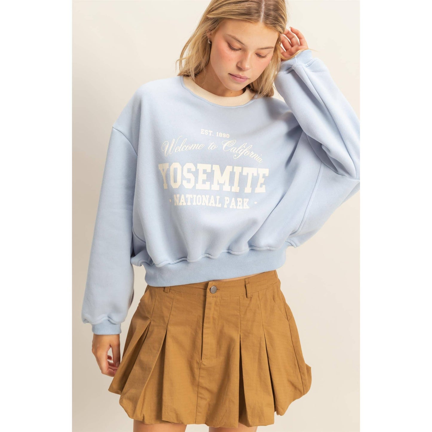 Vintage-Inspired Yosemite Crewneck Top: CHARCOAL / S-M-L(2-2-2)
