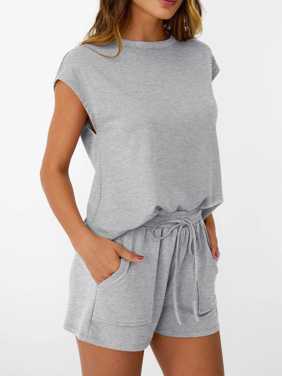 Womens Black Lounge Set Cap Sleeve Top and Shorts: Rose Red / 65%Polyester+30%Viscose+5%Elastane / XL