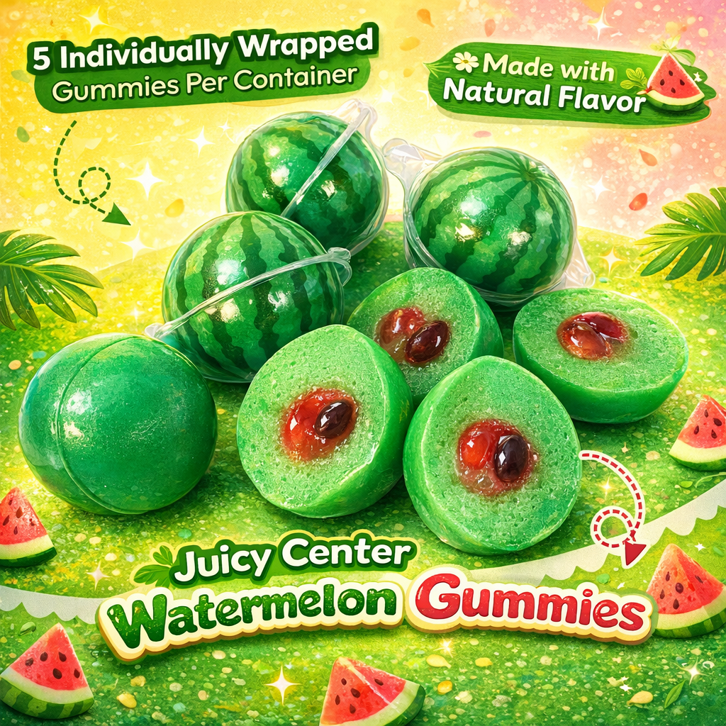 Liquid Filled Watermelon 4D Realistic Gummy Candy 8 Count
