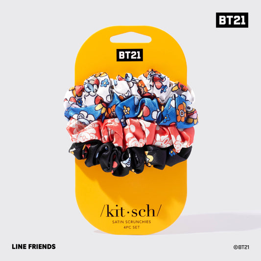 BT21 x Kitsch  Satin Sleep Scrunchies 4pc Set
