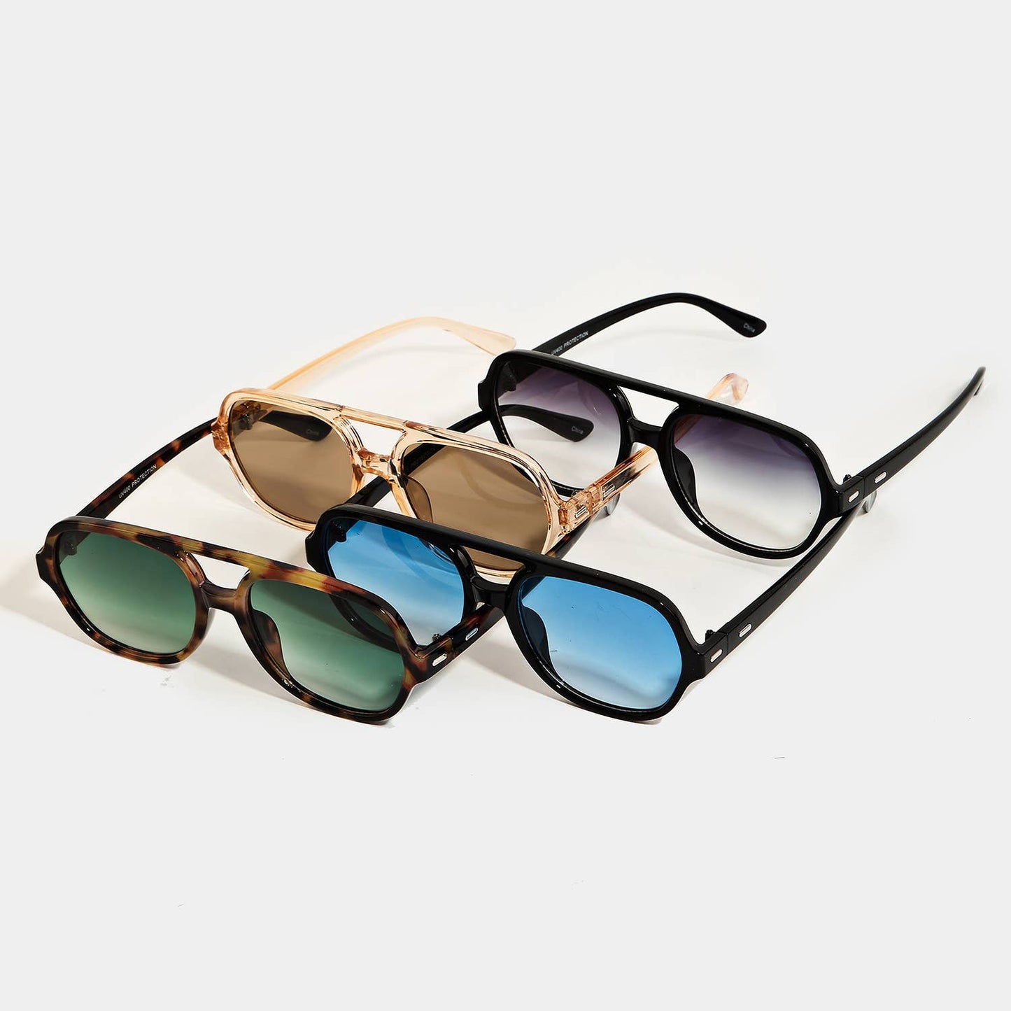 Thin Acetate Bridge Sunglasses Set: MULTI