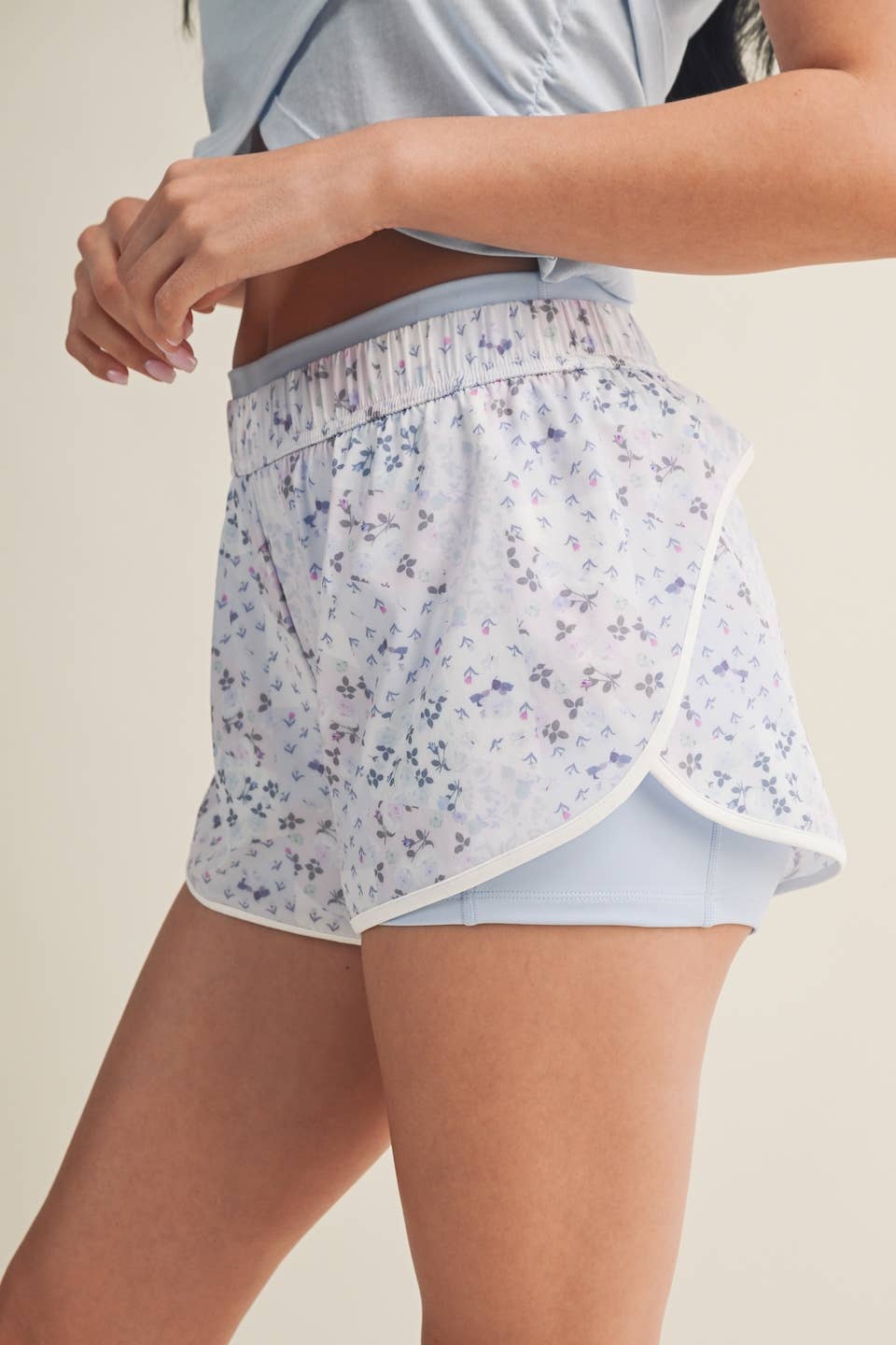 Patchwork Print Double Layer Nylon Shorts: Pink Patchwork / M