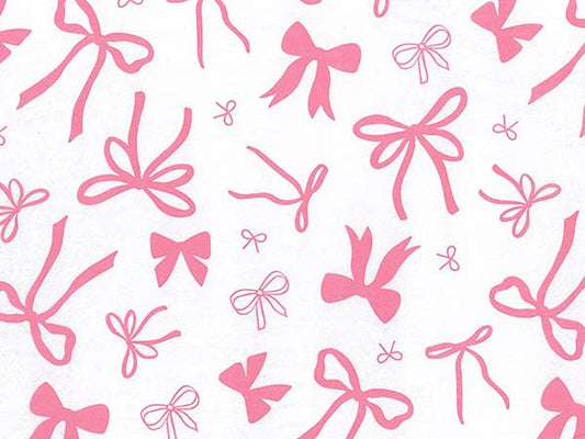 Classic Print Tissue Paper Bulk Packed Sheets: Pink Bows / 120 Pack / 20x30"