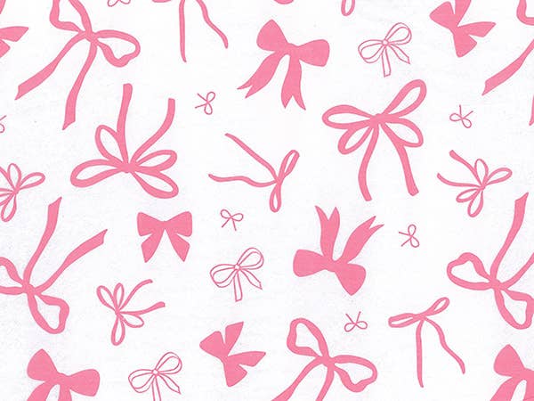 Classic Print Tissue Paper Bulk Packed Sheets: Pink Bows / 12 Pack / 20x30"
