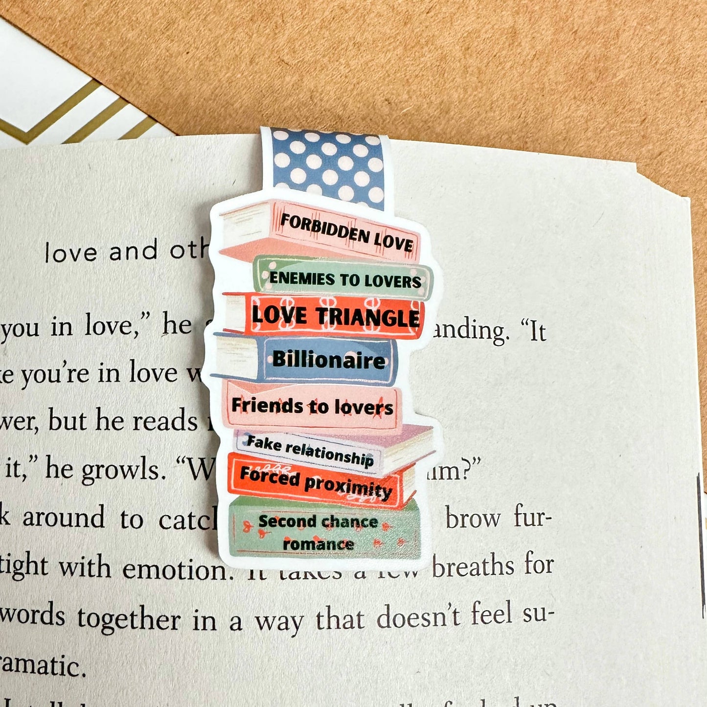 Romance Book Tropes Cute Magnetic Bookmark - Bookish