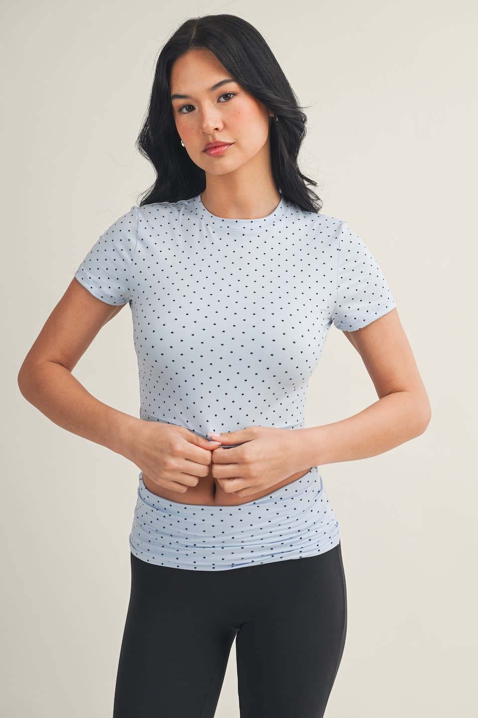 Polka Dot Soft Knit Jersey Crewneck Tee: Pink Polka Dot / M