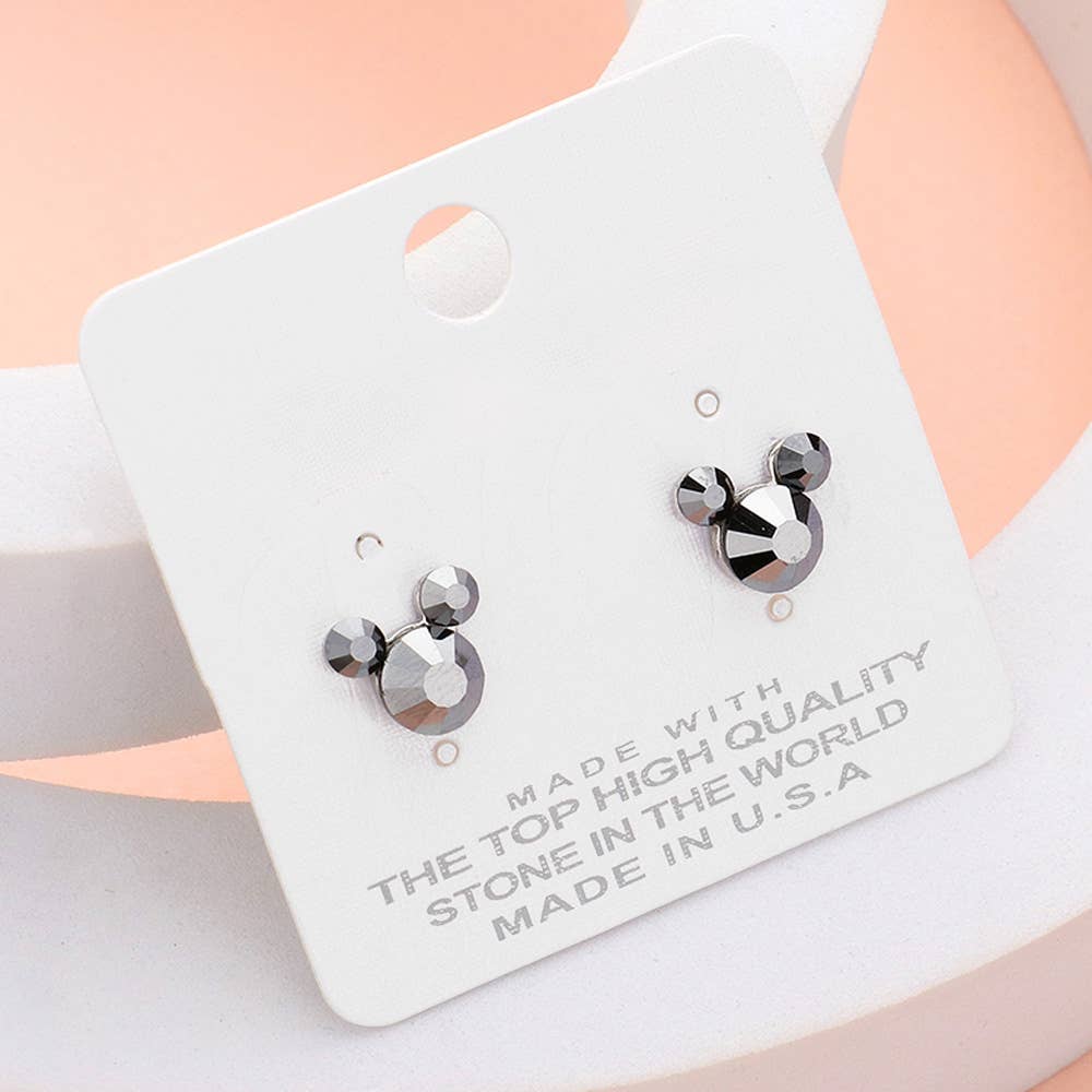 Mouse Character Stud Earrings: Blue
