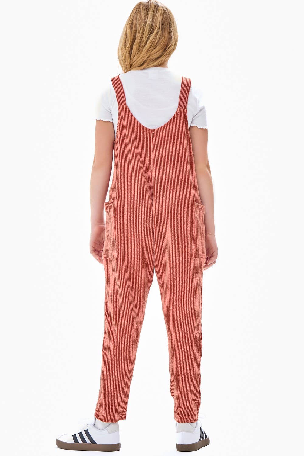 Embossed Rib Sleeveless Jumpsuit /Overall /Onesie: Navy / M