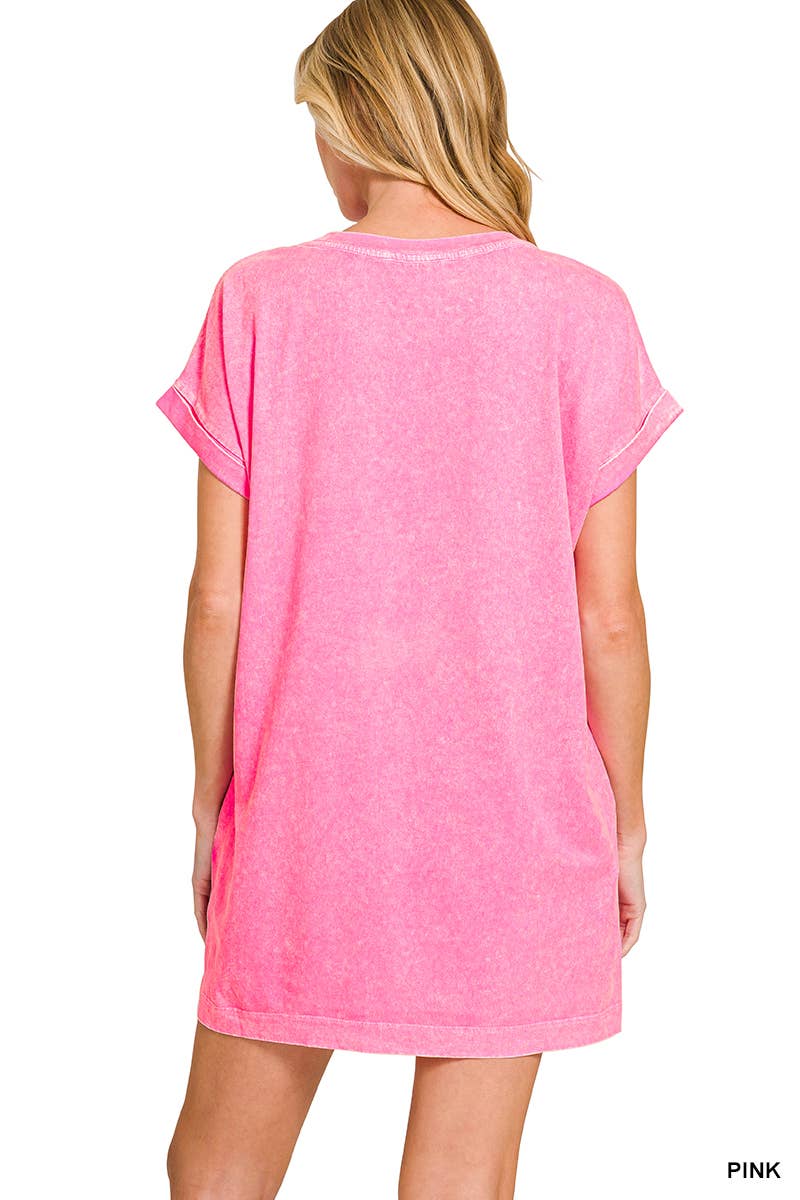 Halo Washed Premium Cotton T-shirts Dress: DEEP SKY / 2-2-2(S-M-L)