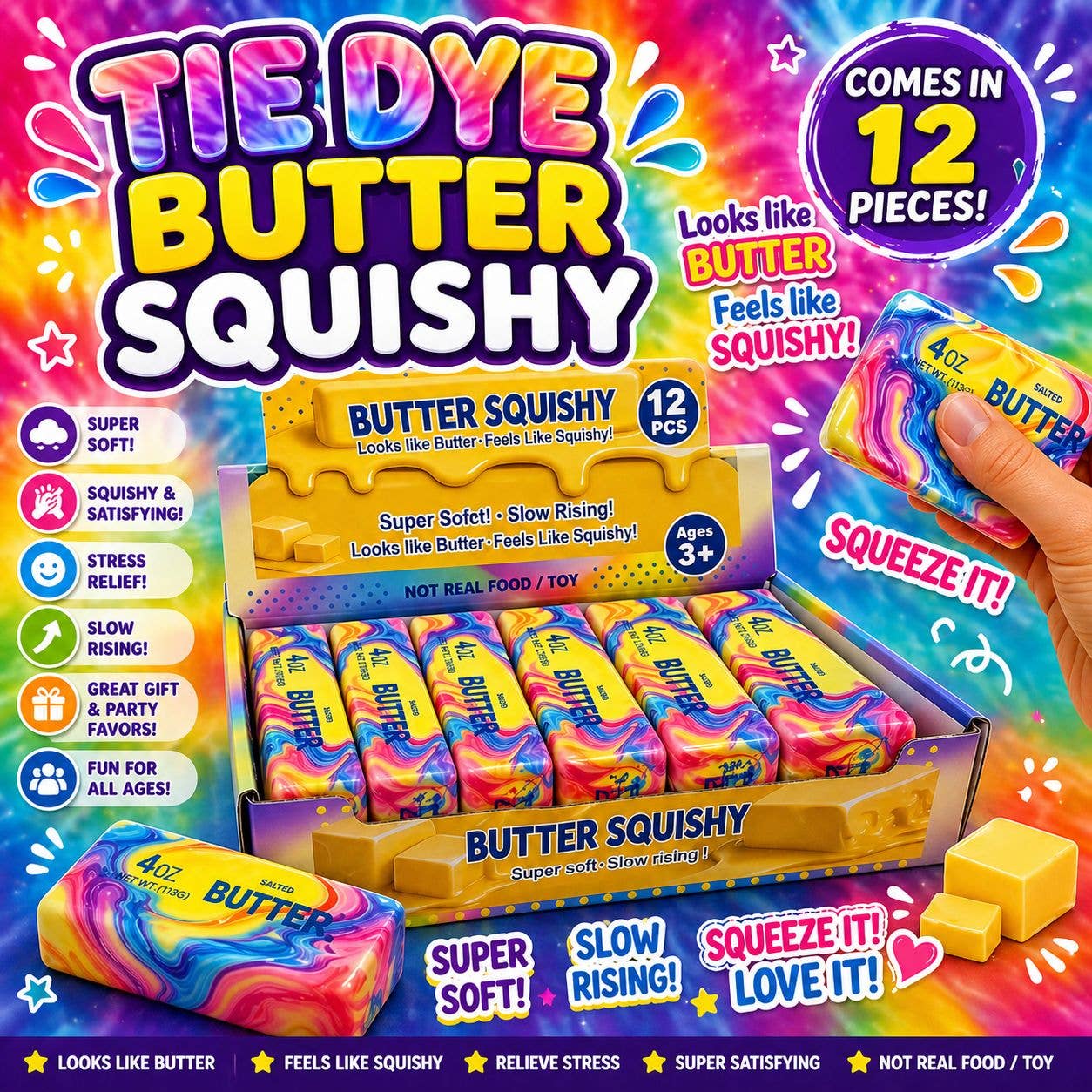 Tie Dye Butter Squishy – Viral “Looks Like Butter” Stress