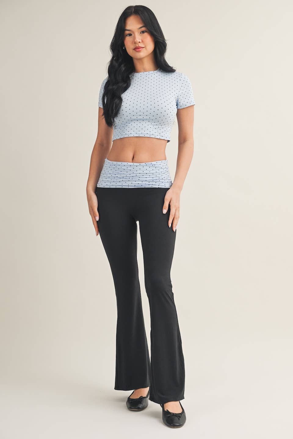 Polka Dot Soft Knit Jersey Crewneck Tee: Blue Polka Dot / S