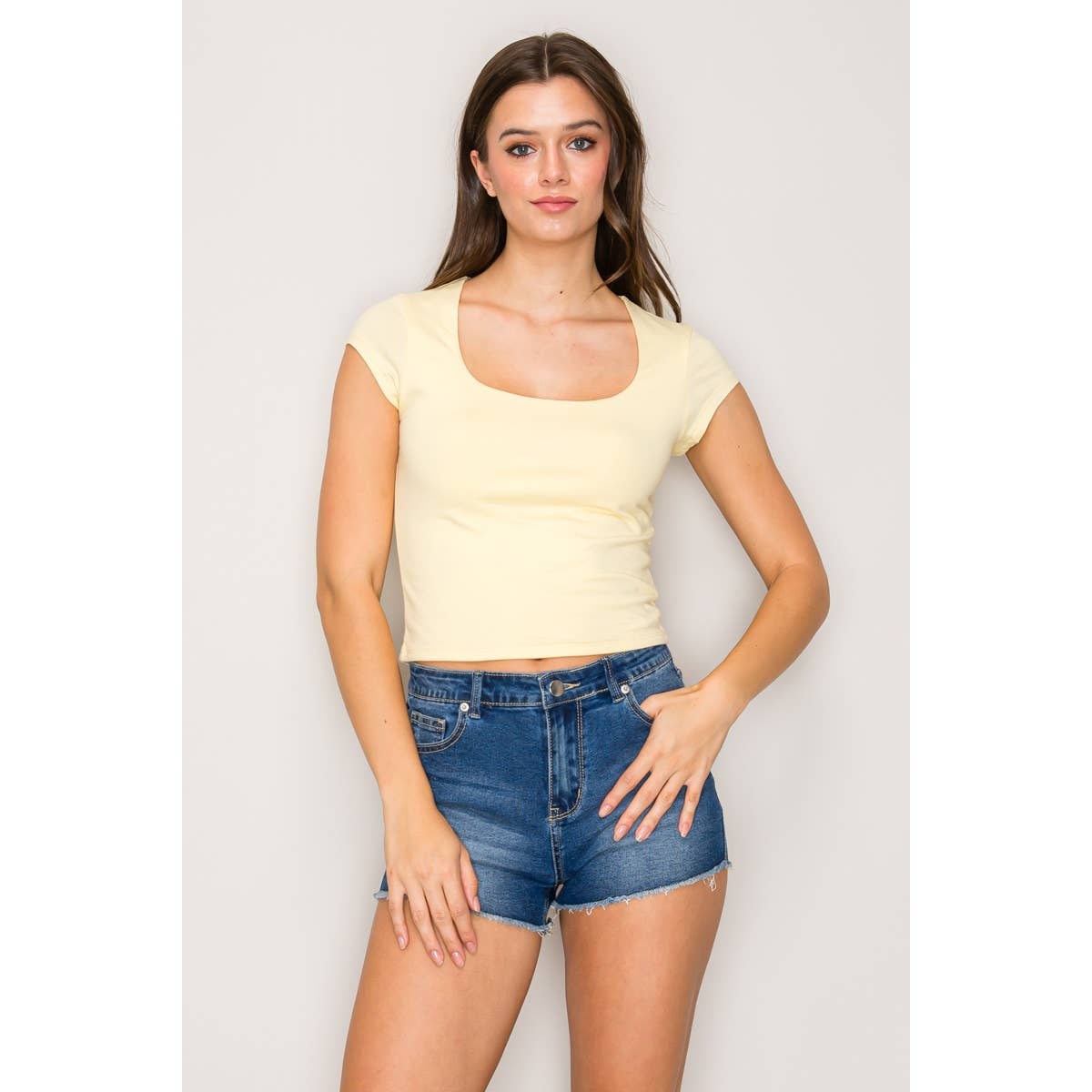 Double Layer Square Neck Cap Sleeve Top: Black / S-M-L(2-2-2)