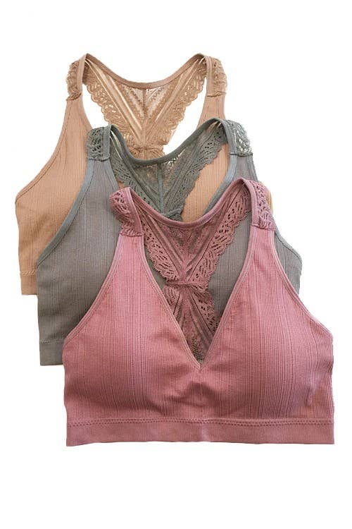 Lace Racerback Bralette: WHITE / 3-3 (S/M-M/L)