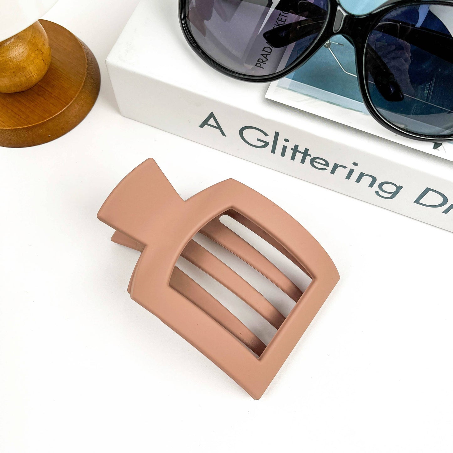 Square Hair Clip Frosted Claw Clip: Black A