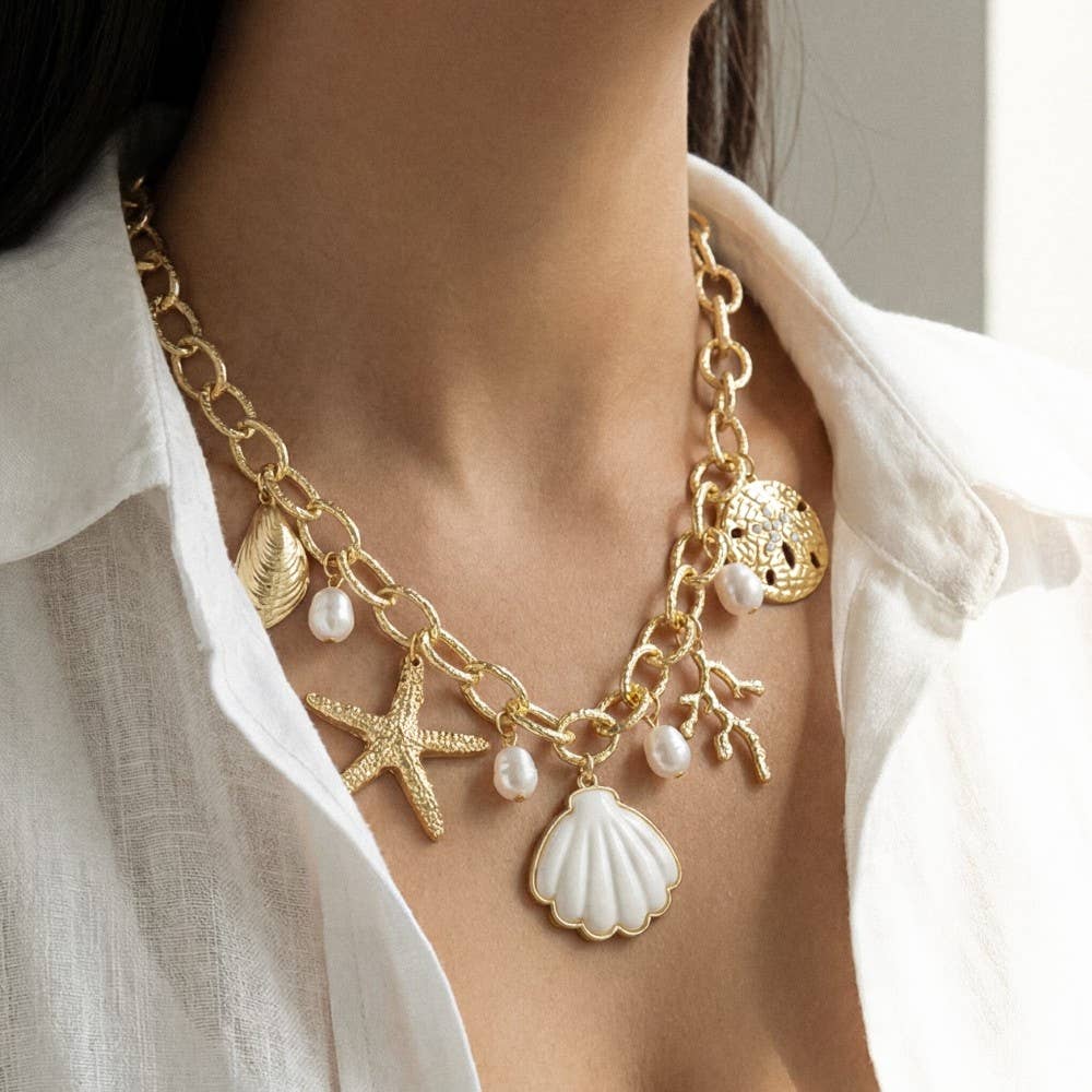 Assorted Sealife Charms Chain Necklace: G