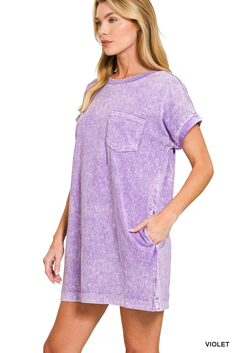 Halo Washed Premium Cotton T-shirts Dress: DEEP SKY / 2-2-2(S-M-L)