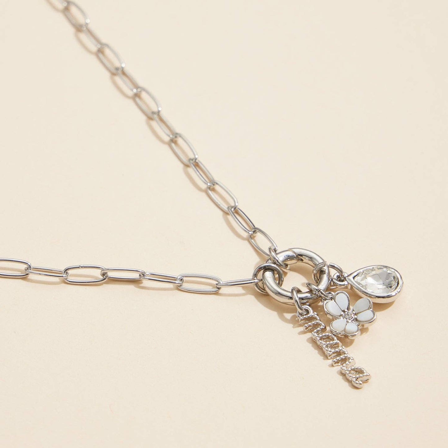 Mama Gold Dipped 18k Teardrop and Flower Charm Necklace: Gold / One / 4DN18084