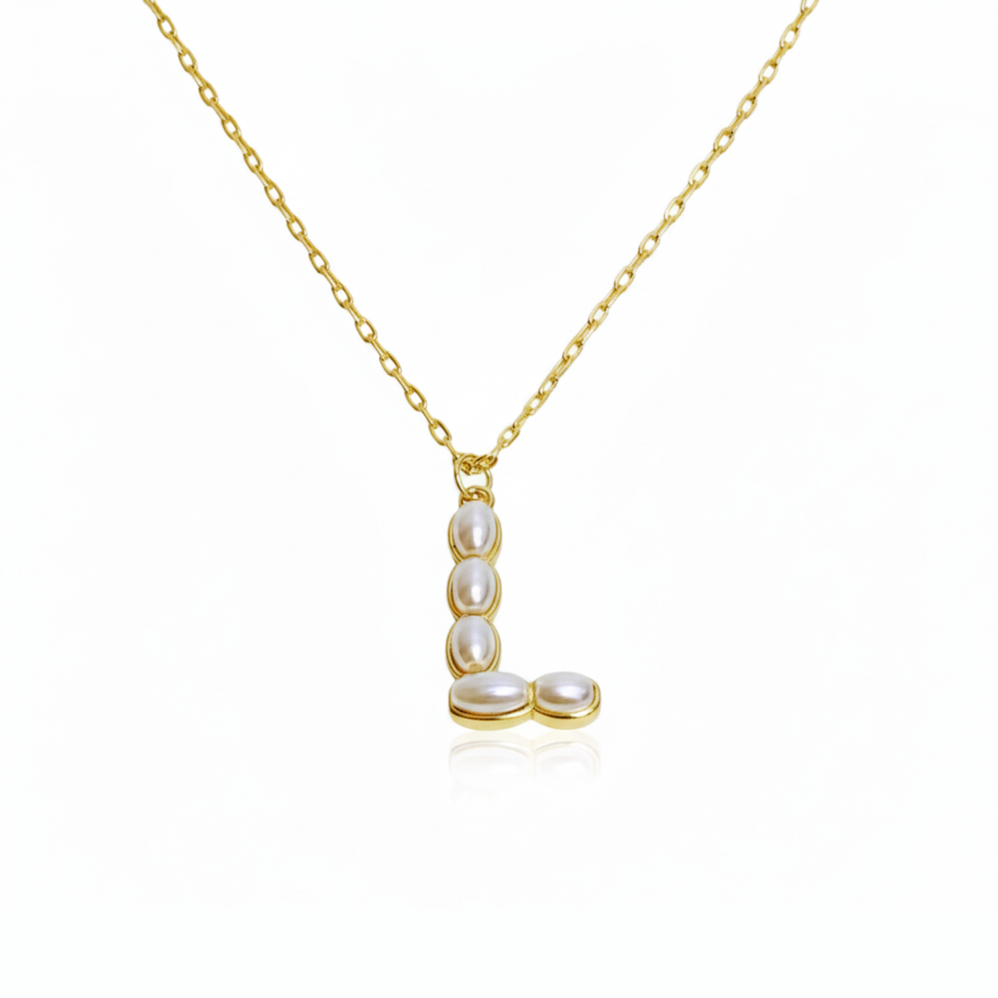 Pearl Mosaic Initial Pendant Necklace: C