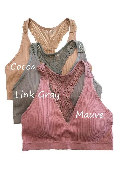 Lace Racerback Bralette: WHITE / 3-3 (S/M-M/L)